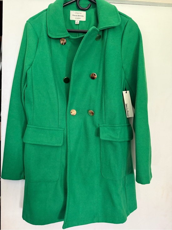 Haute Monde Jackets & Blazers - Haute Monde Bright Green Double-Breasted Pea Coat